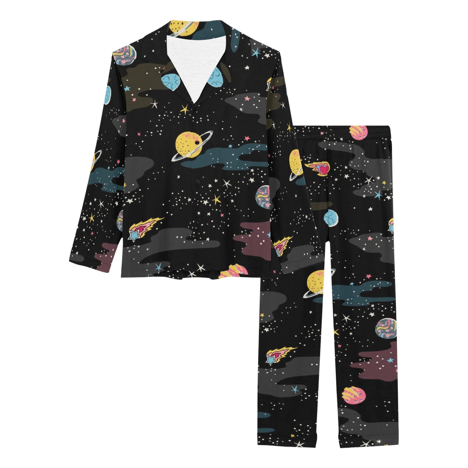 space pattern Women's Long Pajama Set