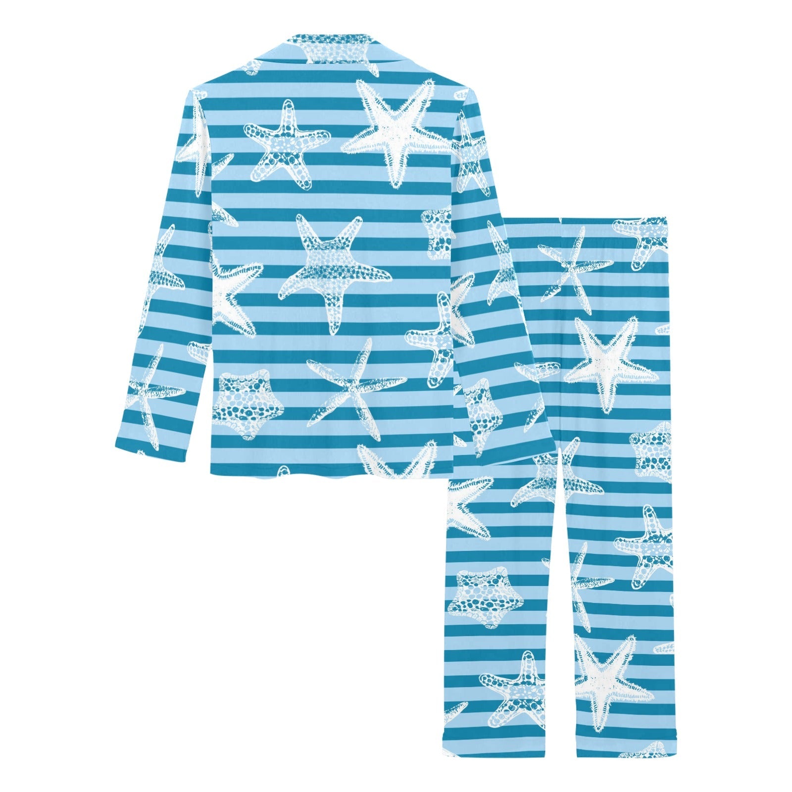 Starfish blue blackground Women's Long Pajama Set