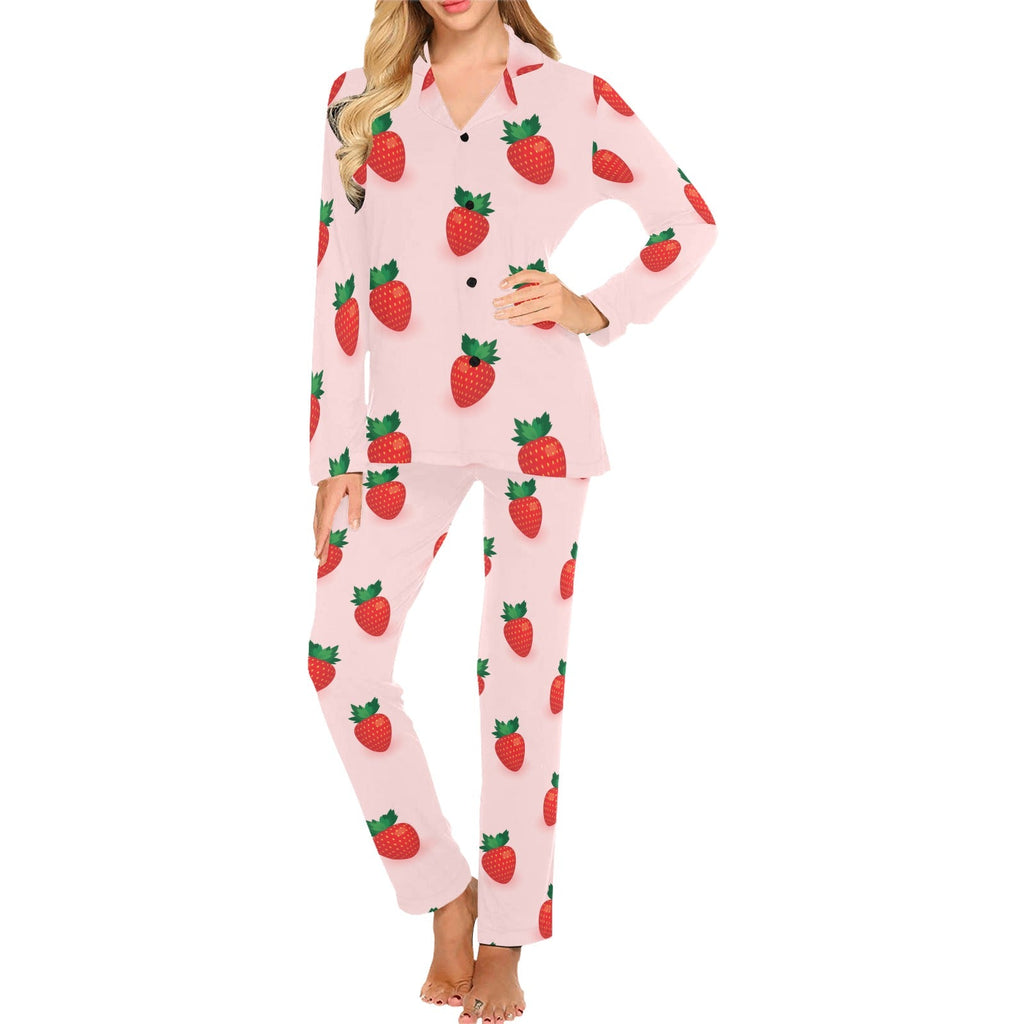 Strawberry beautiful pattern Women's Long Pajama Set