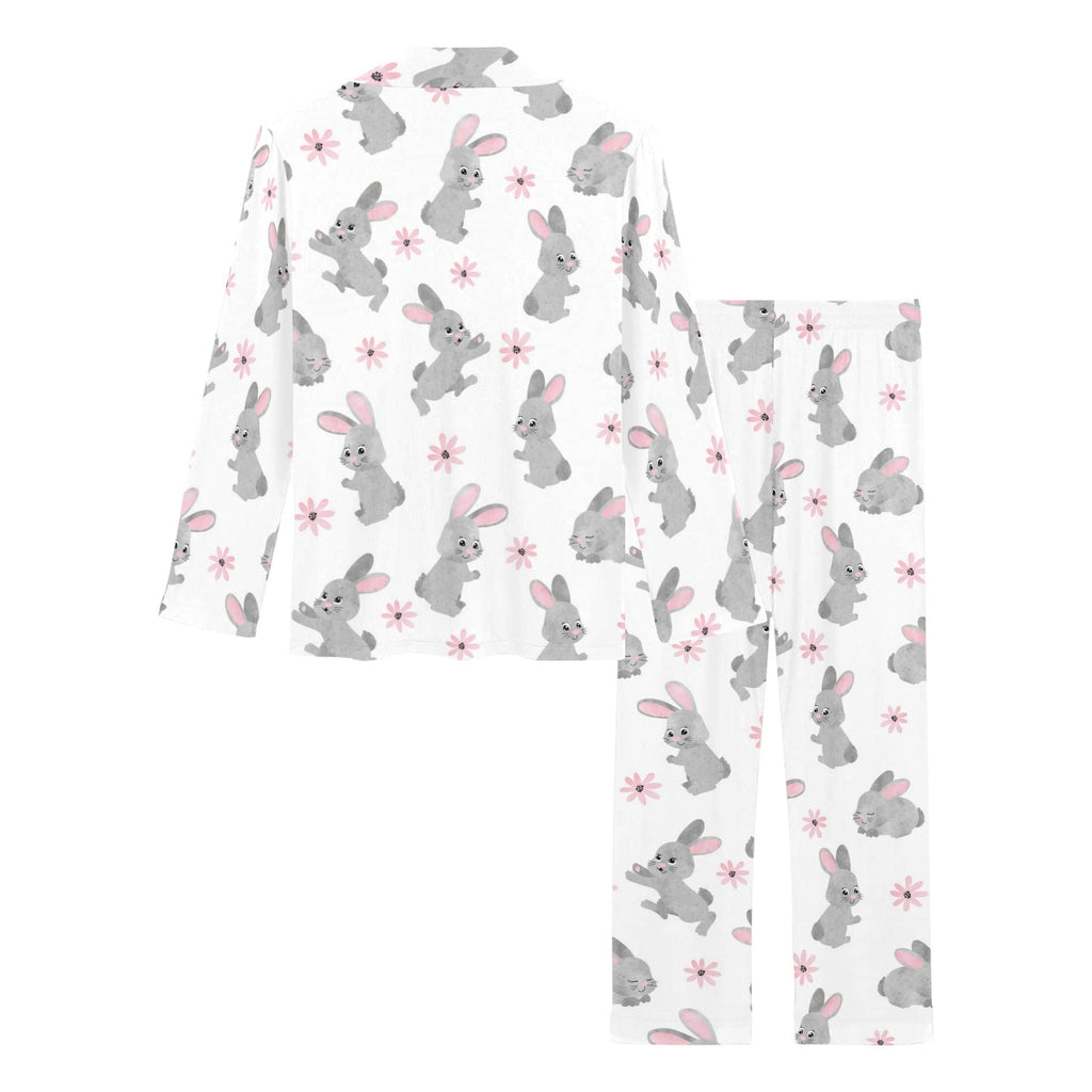Watercolor cute rabbit pattern Women's Long Pajama Set