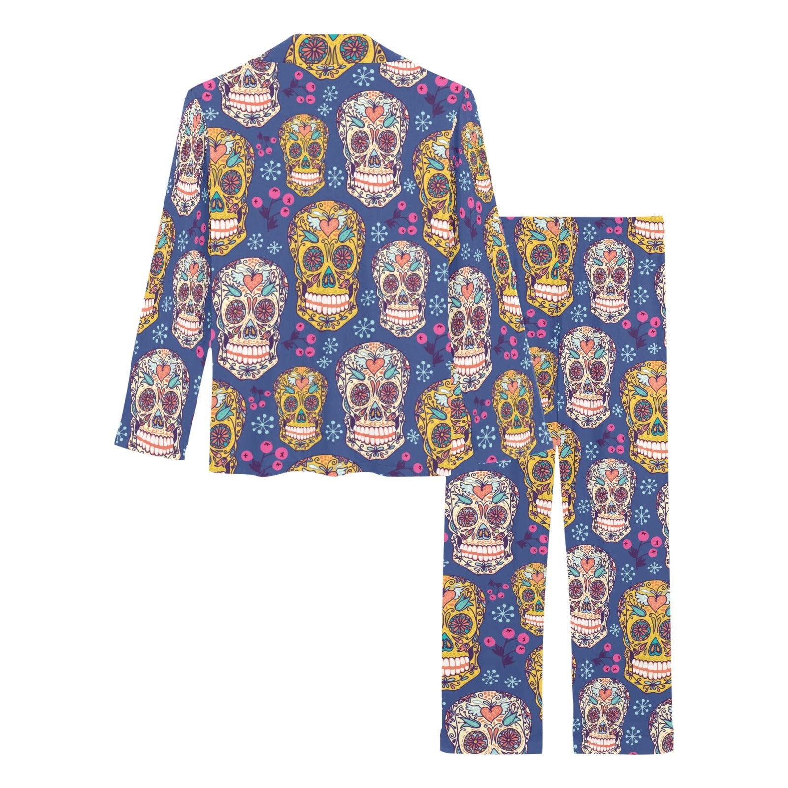 Sugar skull flower pattern Women's Long Pajama Set