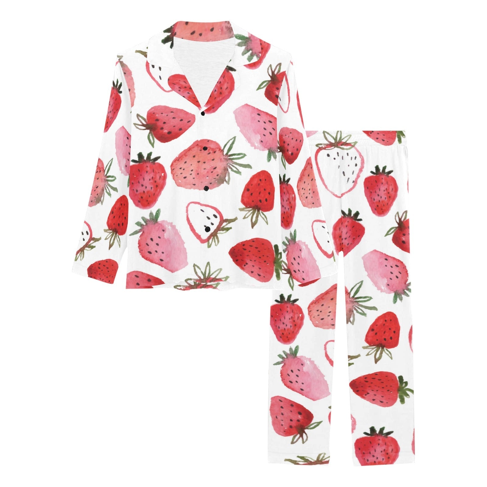 watercolor hand drawn beautiful strawberry pattern Women's Long Pajama Set