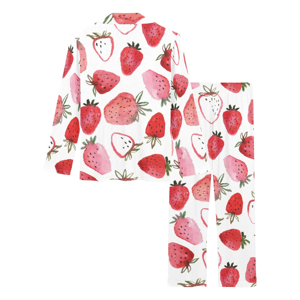 watercolor hand drawn beautiful strawberry pattern Women's Long Pajama Set