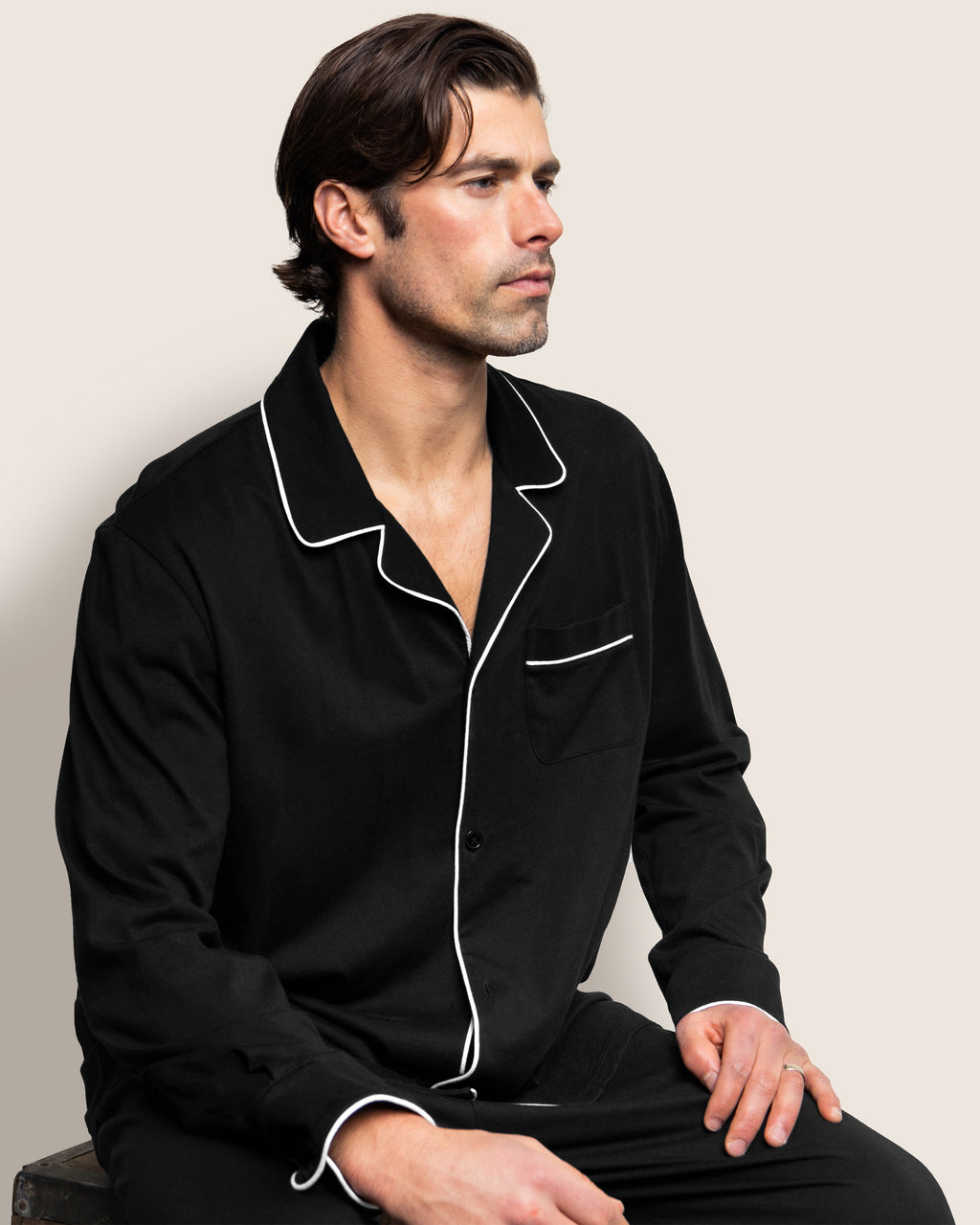 Men's Pima Pajama Set in Black