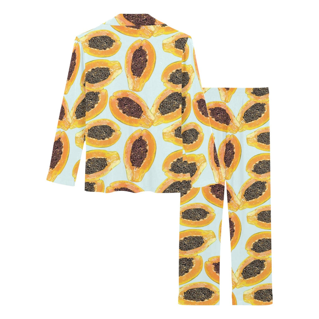 Watercolor papaya pattern Women's Long Pajama Set
