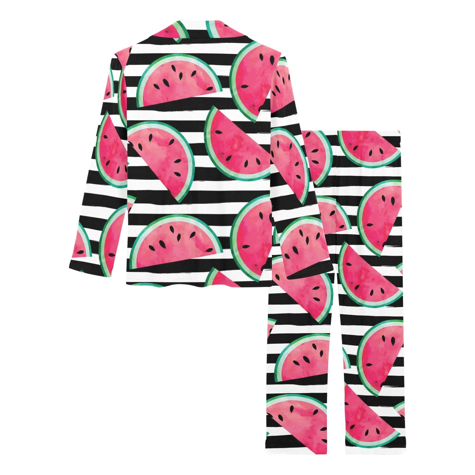 Watercolor paint textured watermelon pieces Women's Long Pajama Set