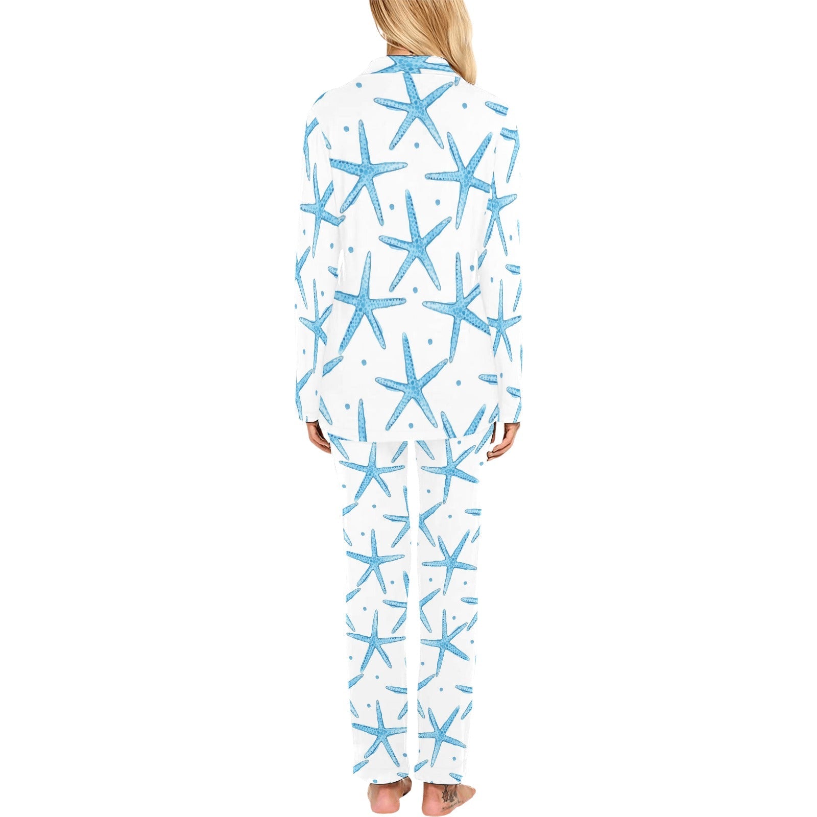 Watercolor starfish pattern Women's Long Pajama Set