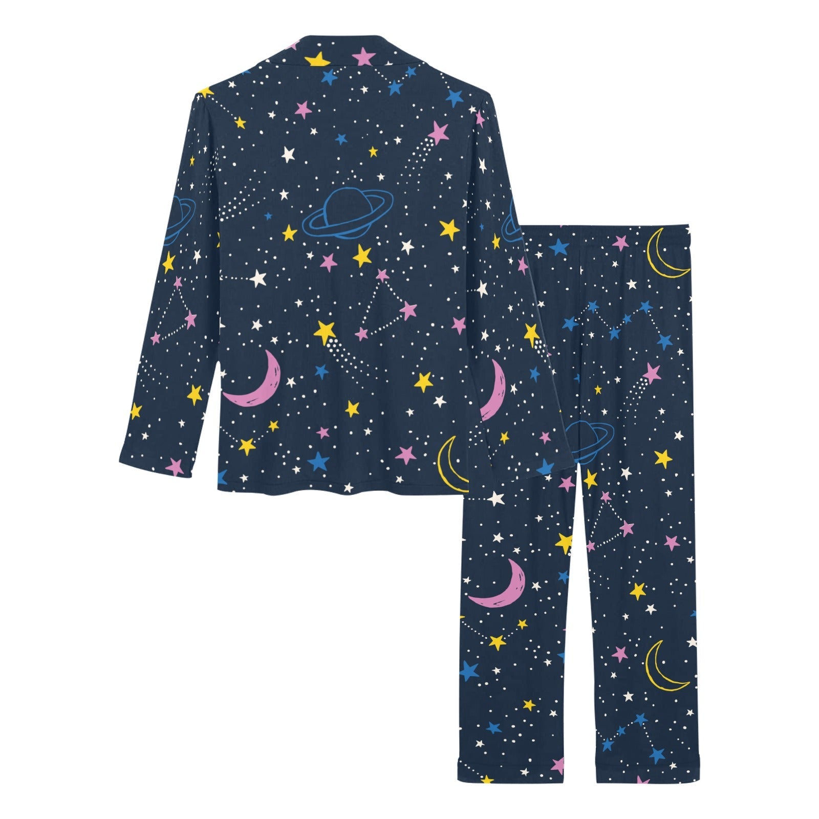 space pattern with planets, comets, constellations Women's Long Pajama Set