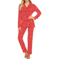 strawberry pattern red background Women's Long Pajama Set